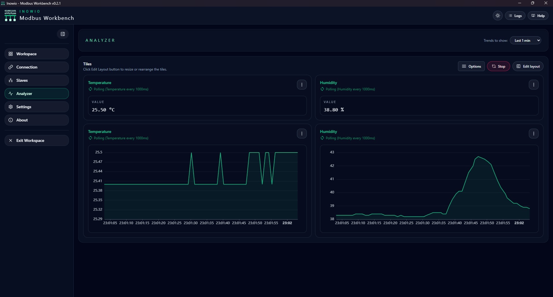 Modbus Workbench interface screenshot