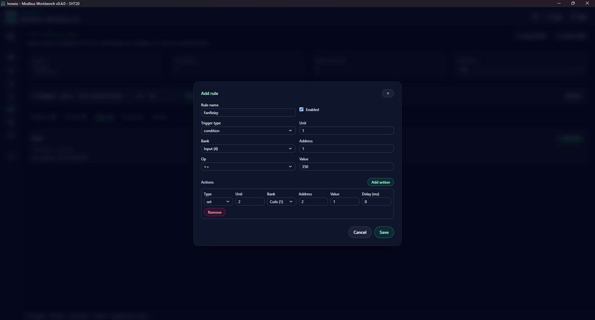 Modbus Workbench interface screenshot